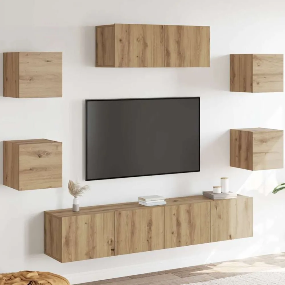 Meubles Tv-vidaXL Ensemble de meuble TV mural 7 pcs chêne artisanal chêne artisanal