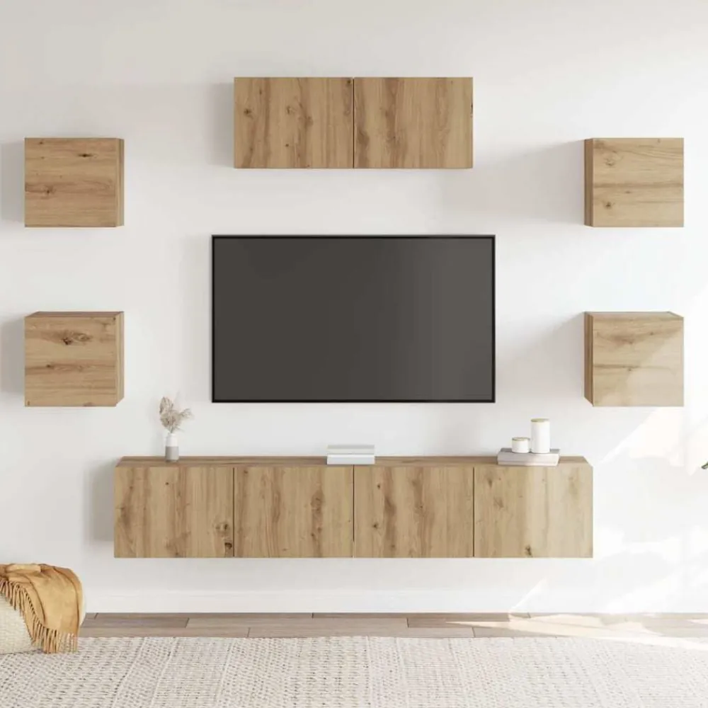 Meubles Tv-vidaXL Ensemble de meuble TV mural 7 pcs chêne artisanal chêne artisanal