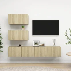 vidaXL Ensemble de meubles TV 4 pcs Chêne sonoma Bois d'ingénierie