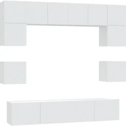 Meubles Tv-vidaXL Ensemble de meubles TV 8 pcs Bois d'ingénierie Blanc