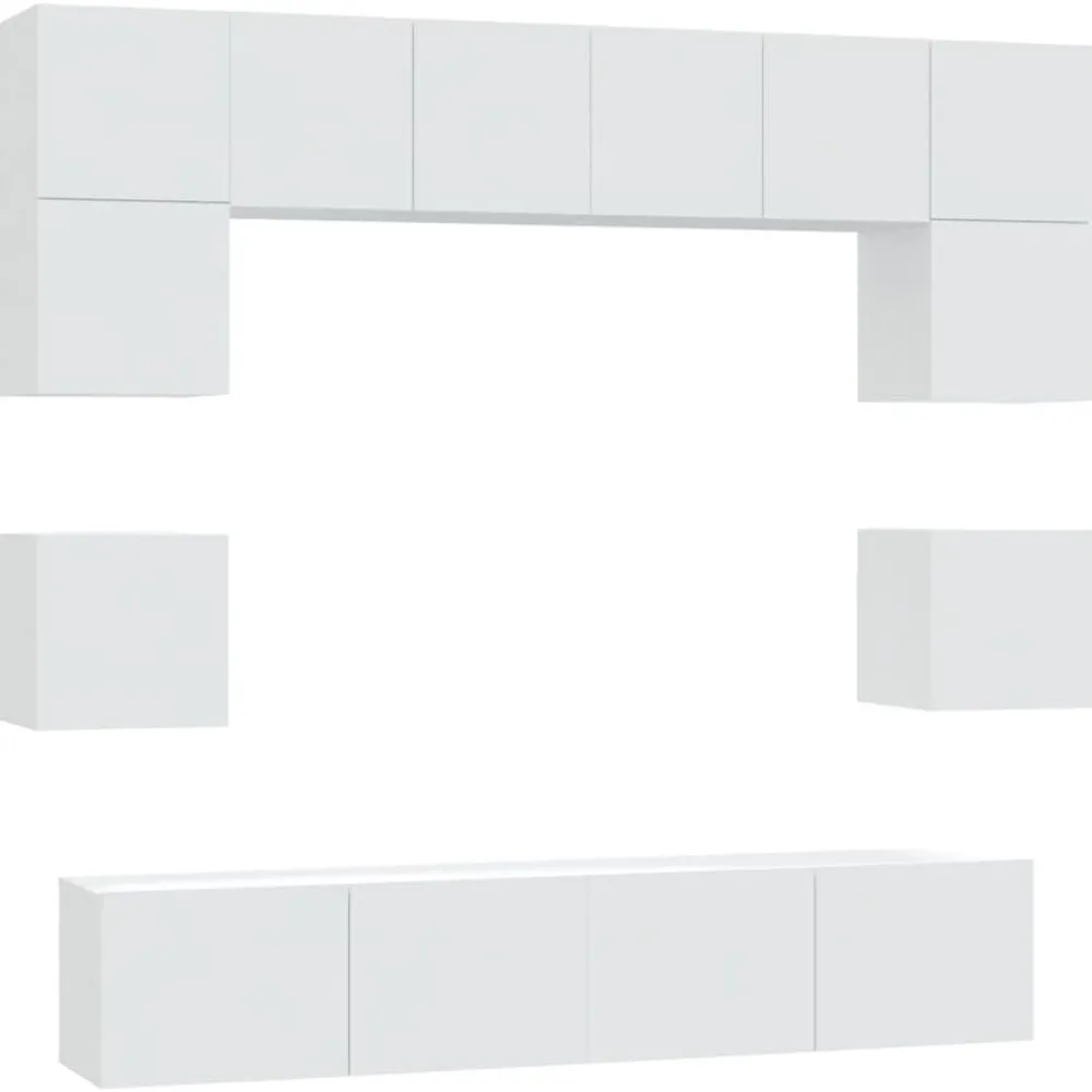 Meubles Tv-vidaXL Ensemble de meubles TV 8 pcs Bois d'ingénierie Blanc