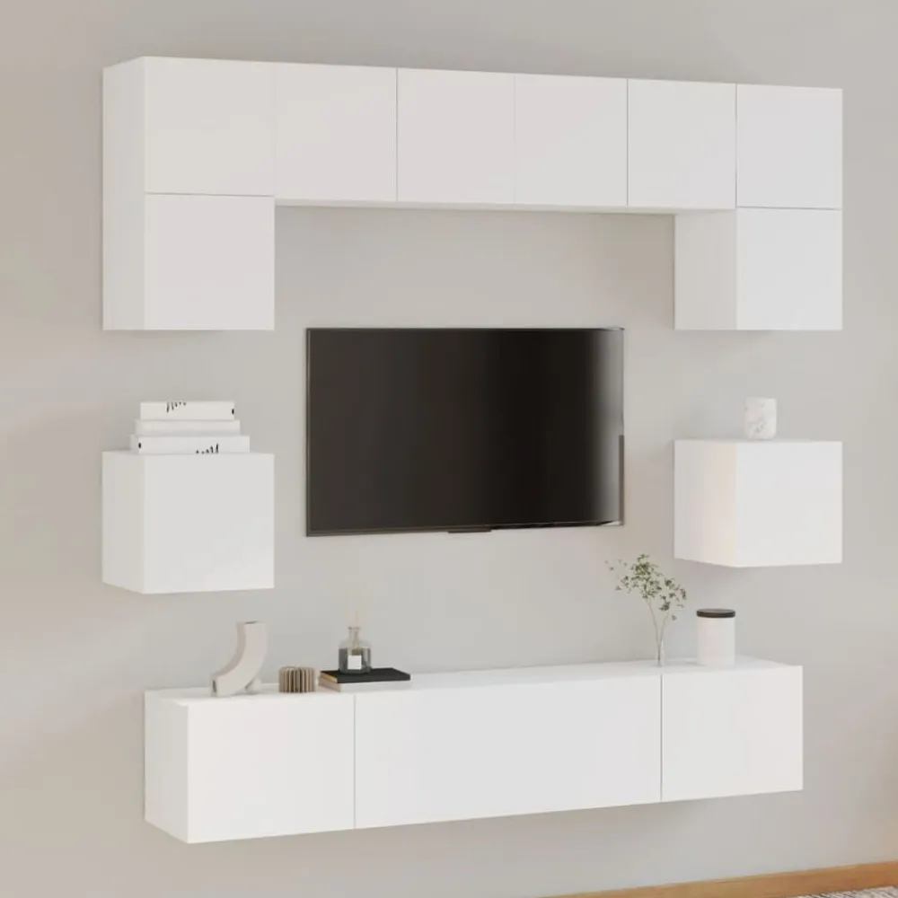 Meubles Tv-vidaXL Ensemble de meubles TV 8 pcs Bois d'ingénierie Blanc