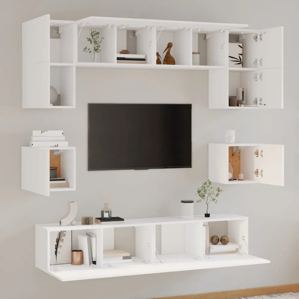 Meubles Tv-vidaXL Ensemble de meubles TV 8 pcs Bois d'ingénierie Blanc