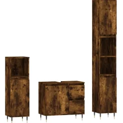Ensembles De Meubles-vidaXL Ensemble de meubles de salle de bain 3 pcs Chêne fumé Chêne fumé
