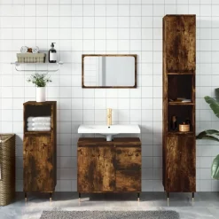Ensembles De Meubles-vidaXL Ensemble de meubles de salle de bain 3 pcs Chêne fumé Ch&ecirc;ne fumé