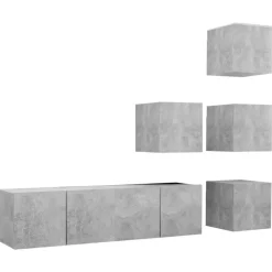 Meubles Tv-vidaXL Ensemble de meubles TV 6 pcs Bois d'ingénierie Gris béton