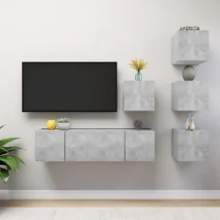 Meubles Tv-vidaXL Ensemble de meubles TV 6 pcs Bois d'ingénierie Gris béton