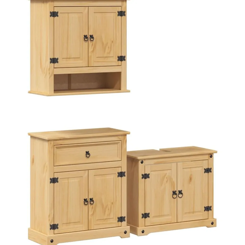 vidaXL Ensemble de meubles salle de bain 3 pcs Corona bois pin massif