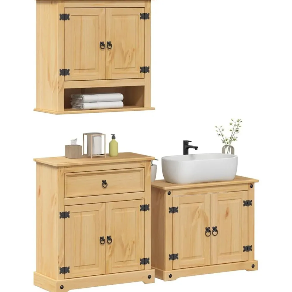 vidaXL Ensemble de meubles salle de bain 3 pcs Corona bois pin massif