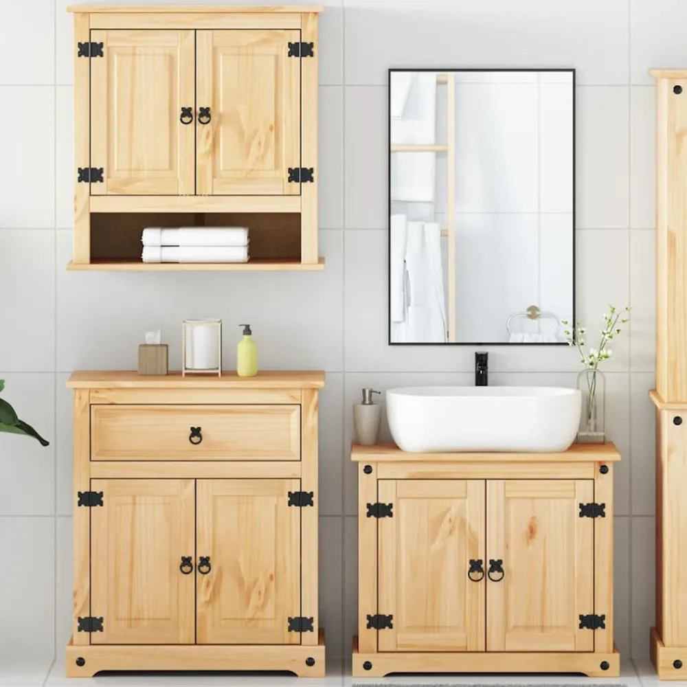 vidaXL Ensemble de meubles salle de bain 3 pcs Corona bois pin massif