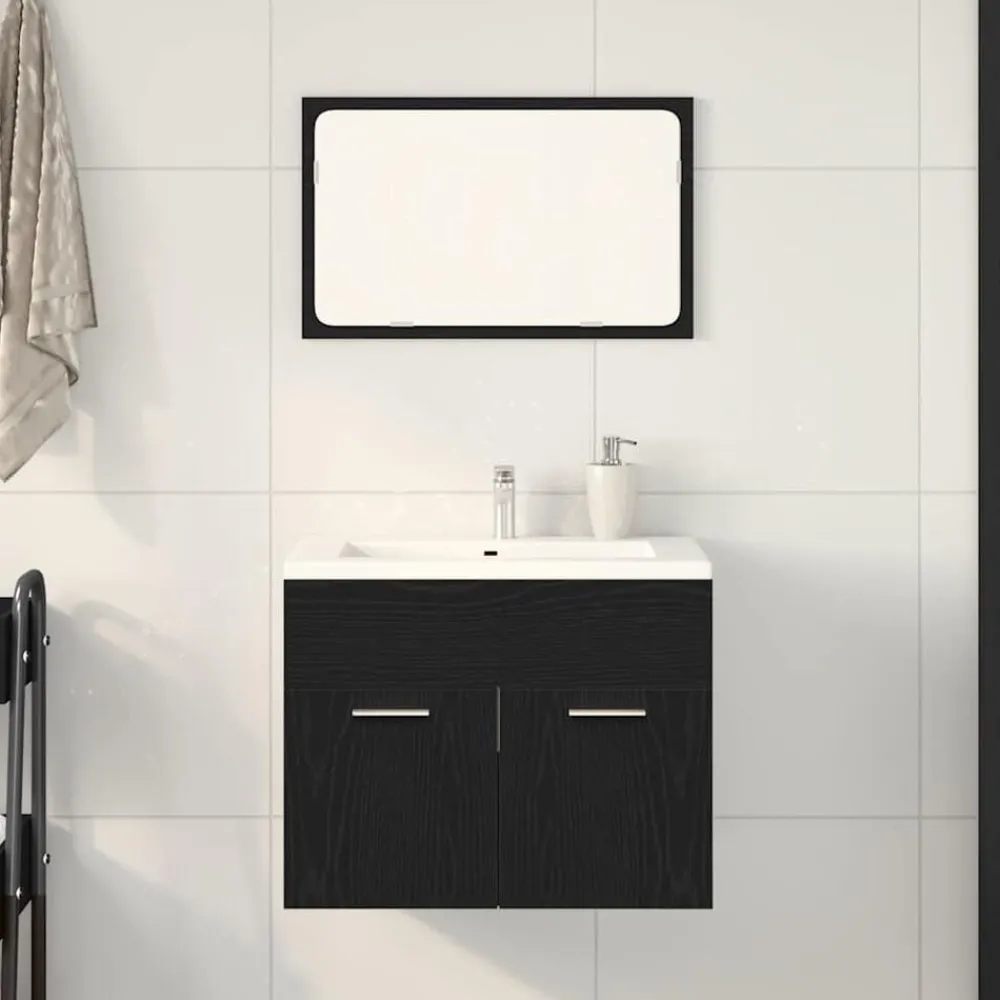Ensembles De Meubles-vidaXL Ensemble de meubles salle de bain 2 pcs chêne noir Chêne noir