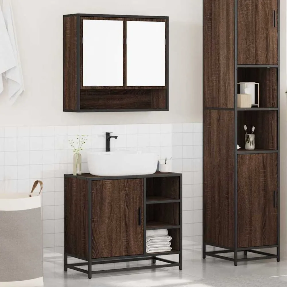 vidaXL Ensemble de meubles de salle de bain 2 pcs Chêne marron