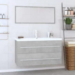 Ensembles De Meubles-vidaXL Ensemble de meubles de salle de bain 3 pcs Gris béton