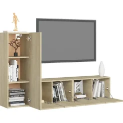 Meubles Tv-vidaXL Ensemble de meubles TV 3 pcs Chêne sonoma Bois d'ingénierie Chêne sonoma