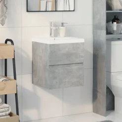 Ensembles De Meubles-vidaXL Ensemble de meubles de salle de bain 2 pcs Gris béton