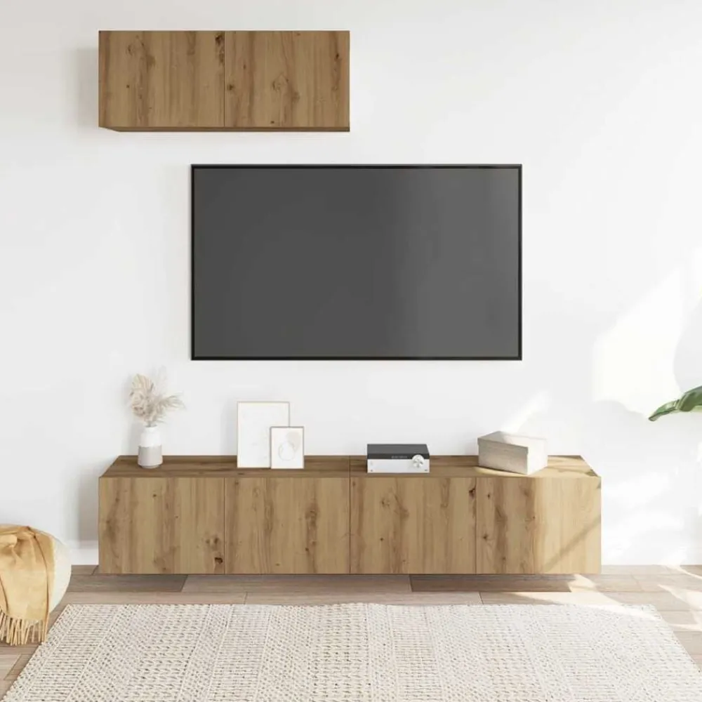 Meubles Tv-vidaXL Ensemble de meuble TV mural 3 pcs chêne artisanal chêne artisanal