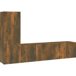 Meubles Tv-vidaXL Ensemble de meubles TV 3 pcs Chêne fumé Bois d'ingénierie Chêne fumé