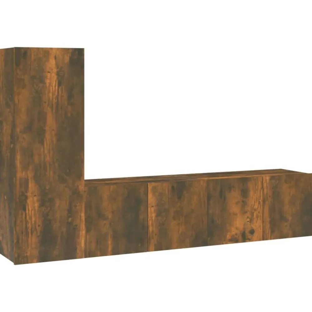 Meubles Tv-vidaXL Ensemble de meubles TV 3 pcs Chêne fumé Bois d'ingénierie Chêne fumé