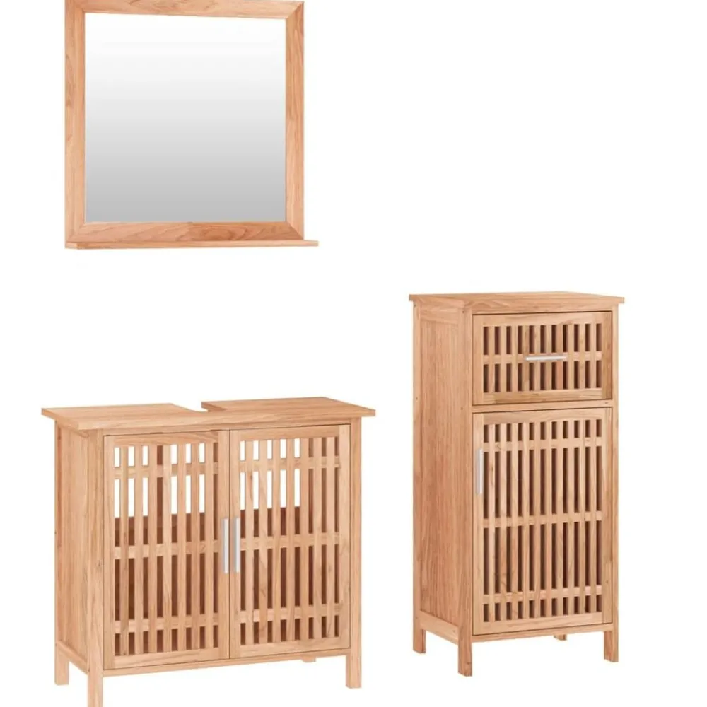 Ensembles De Meubles-vidaXL Ensemble de meubles de salle de bain 3 pcs Bois massif de noyer