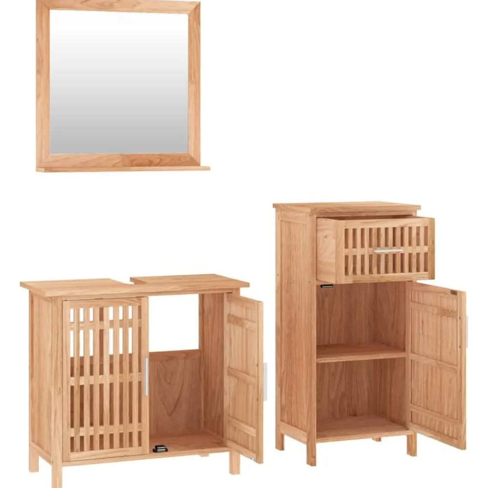 Ensembles De Meubles-vidaXL Ensemble de meubles de salle de bain 3 pcs Bois massif de noyer