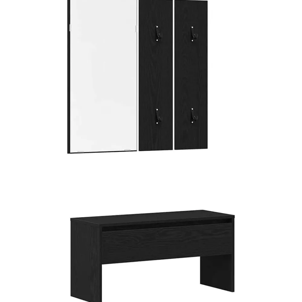 Bancs-vidaXL Ensemble de meubles d'entrée 4 pcs Chêne noir Bois d'ingénierie Chêne noir