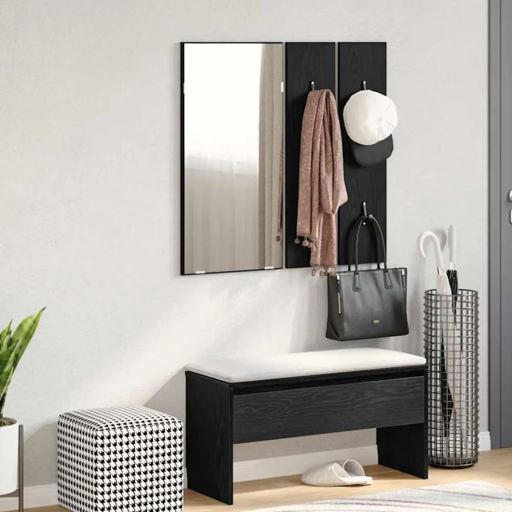 Bancs-vidaXL Ensemble de meubles d'entrée 4 pcs Chêne noir Bois d'ingénierie Chêne noir
