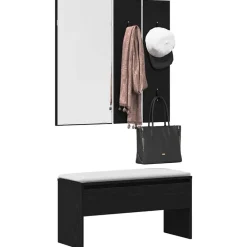 Bancs-vidaXL Ensemble de meubles d'entrée 4 pcs Chêne noir Bois d'ingénierie Chêne noir