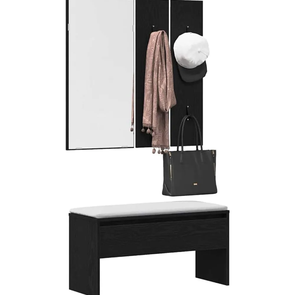 Bancs-vidaXL Ensemble de meubles d'entrée 4 pcs Chêne noir Bois d'ingénierie Chêne noir