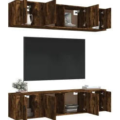 vidaXL Ensemble de meubles TV 6 pcs Chêne fumé Bois d'ingénierie