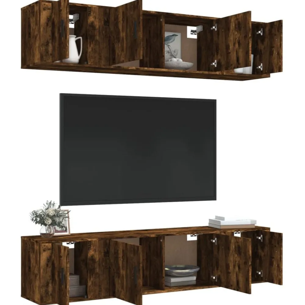 vidaXL Ensemble de meubles TV 6 pcs Chêne fumé Bois d'ingénierie