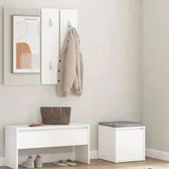 Bancs-vidaXL Ensemble de meubles de couloir Bois d'ingénierie Blanc