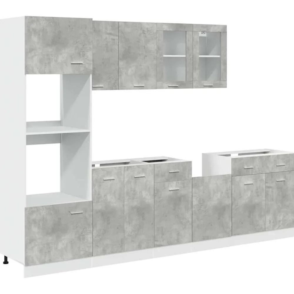 Armoires & Meubles De Rangement-vidaXL Ensemble de meubles de cuisine 7 pièces Lyon en bois d'ingénierie gris béton
