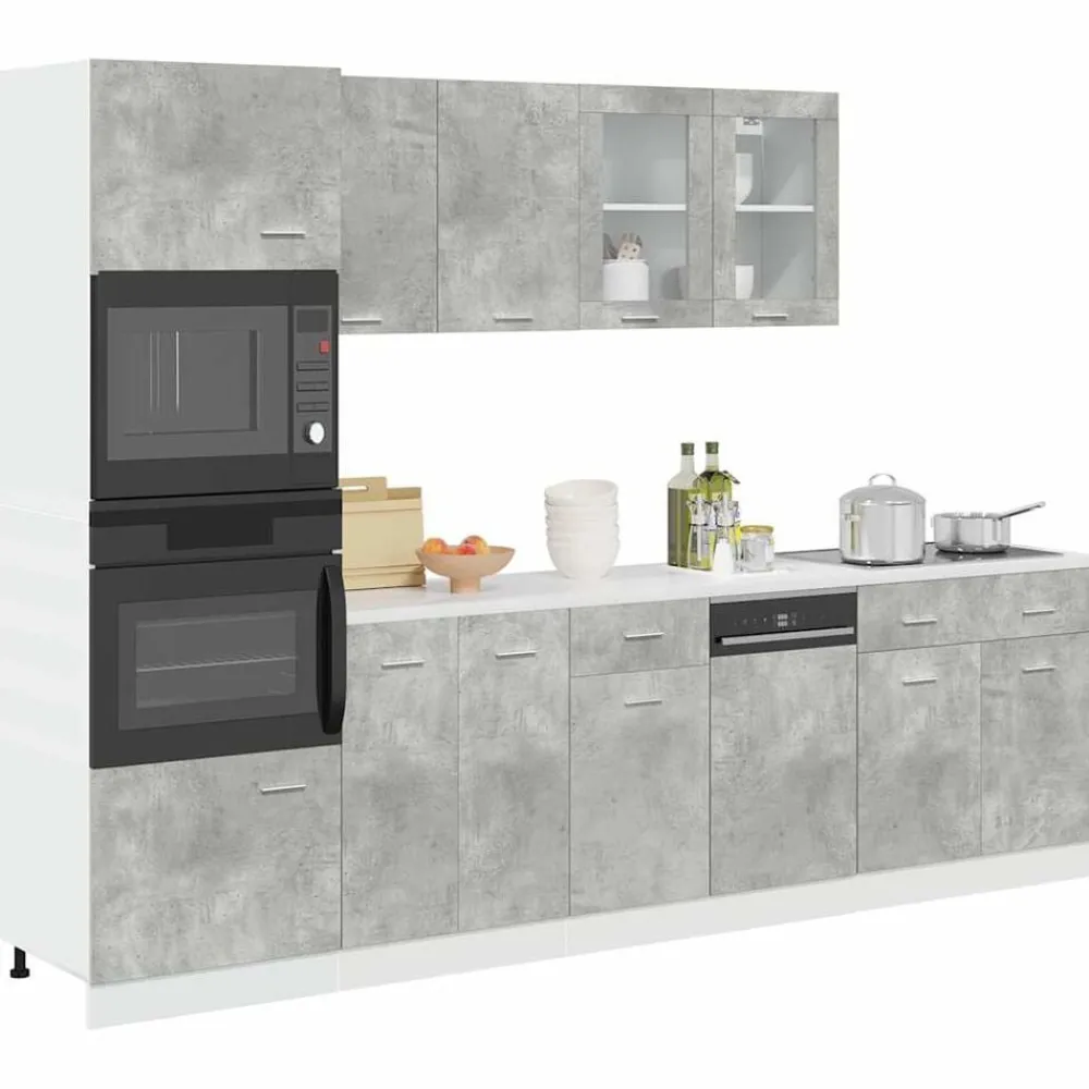 Armoires & Meubles De Rangement-vidaXL Ensemble de meubles de cuisine 7 pièces Lyon en bois d'ingénierie gris béton