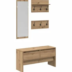Bancs-vidaXL Ensemble de meubles d'entrée avec tiroir 4 pcs Chêne artisan Chêne noir