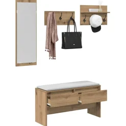 Bancs-vidaXL Ensemble de meubles d'entrée avec tiroir 4 pcs Chêne artisan Chêne noir