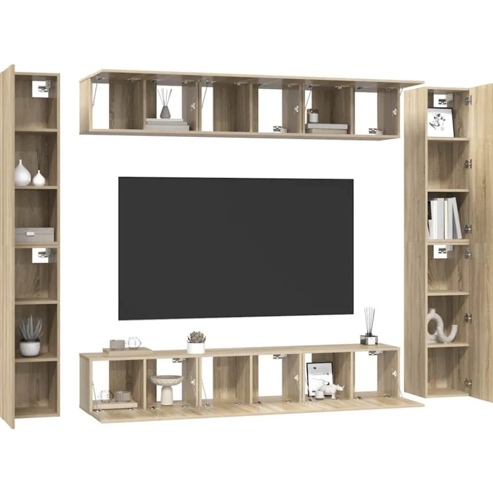 vidaXL Ensemble de meubles TV 10 pcs Chêne sonoma Bois d'ingénierie