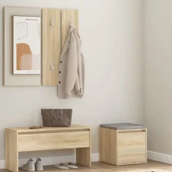 Bancs-vidaXL Ensemble de meubles de couloir Chêne sonoma Bois d'ingénierie Ch&ecirc;ne sonoma