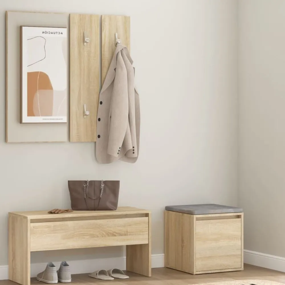 Bancs-vidaXL Ensemble de meubles de couloir Chêne sonoma Bois d'ingénierie Chêne sonoma