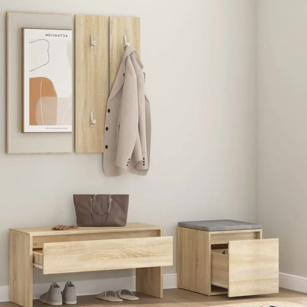 Bancs-vidaXL Ensemble de meubles de couloir Chêne sonoma Bois d'ingénierie Chêne sonoma