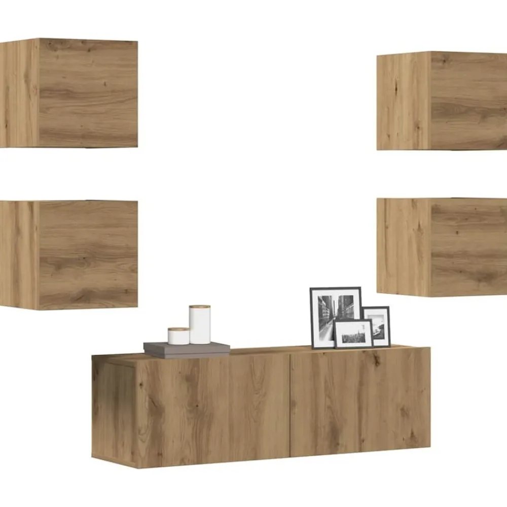 Meubles Tv-vidaXL Ensemble de meuble TV mural 5 pcs chêne artisanal chêne artisanal