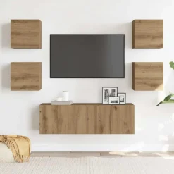 Meubles Tv-vidaXL Ensemble de meuble TV mural 5 pcs chêne artisanal chêne artisanal