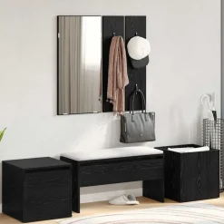 Bancs-vidaXL Ensemble de meubles d'entrée 6 pcs Bois d'ingénierie Ch&ecirc;ne noir