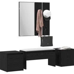 Bancs-vidaXL Ensemble de meubles d'entrée 6 pcs Bois d'ingénierie Ch&ecirc;ne noir