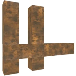 Meubles Tv-vidaXL Ensemble de meubles TV 7 pcs Chêne fumé Bois d'ingénierie Chêne fumé