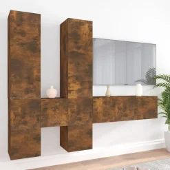 Meubles Tv-vidaXL Ensemble de meubles TV 7 pcs Chêne fumé Bois d'ingénierie Ch&ecirc;ne fumé