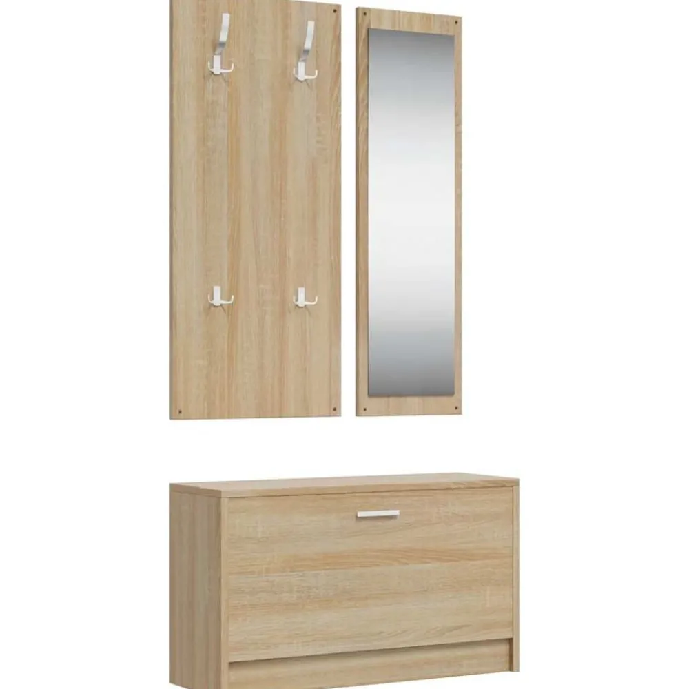 vidaXL Ensemble de meubles à chaussures 3 en 1 en bois d'ingénierie chêne Sonoma