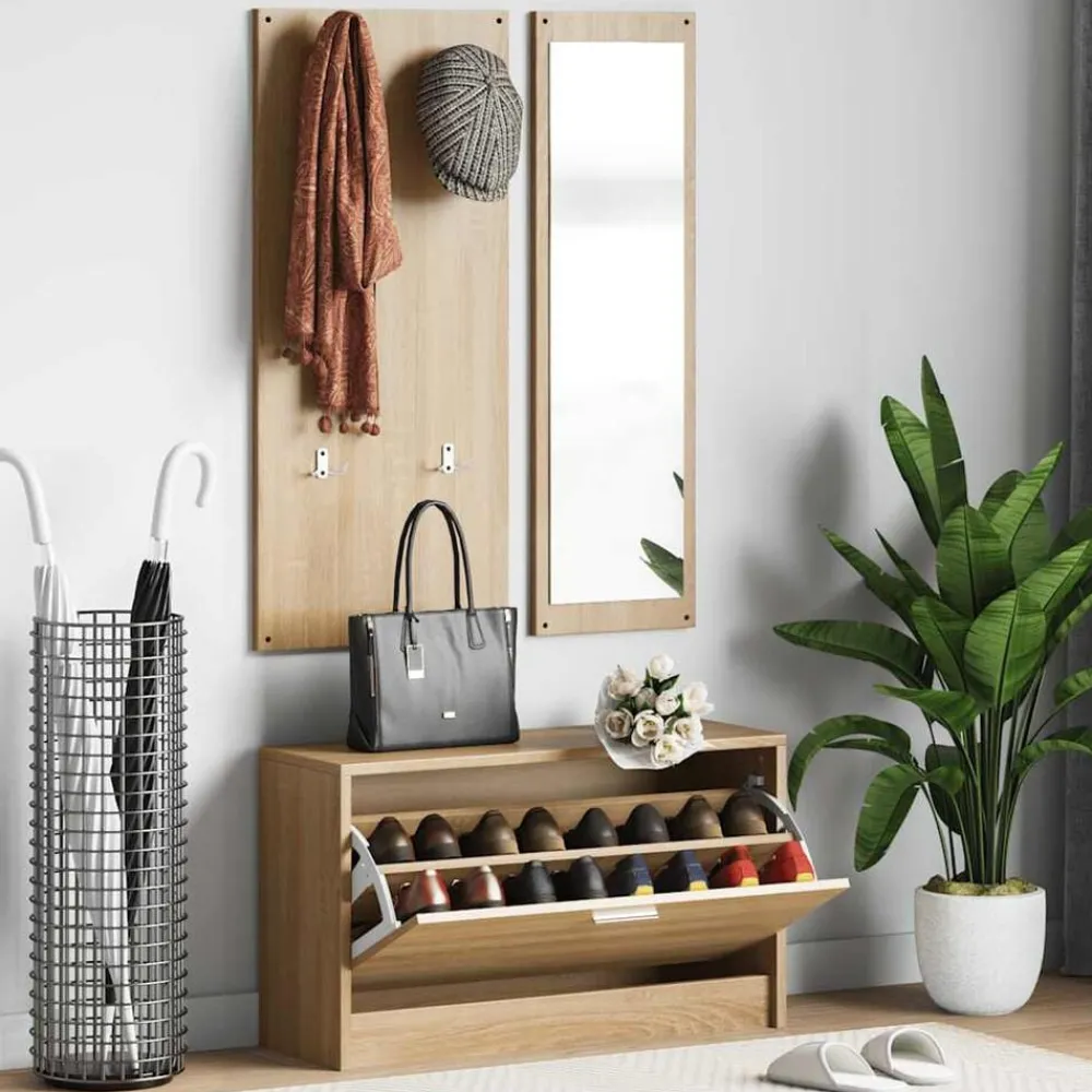 vidaXL Ensemble de meubles à chaussures 3 en 1 en bois d'ingénierie chêne Sonoma