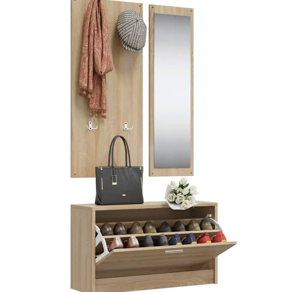 vidaXL Ensemble de meubles à chaussures 3 en 1 en bois d'ingénierie chêne Sonoma