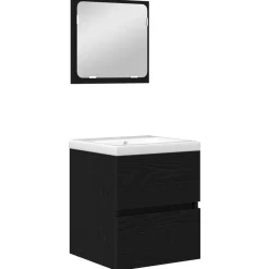 vidaXL Ensemble de mobilier de salle de bain 2 pcs Chêne noir et Blanc