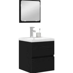 vidaXL Ensemble de mobilier de salle de bain 2 pcs Chêne noir et Blanc